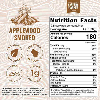 No Nitrate -  Applewood Smoked Summer Sausage 5oz
