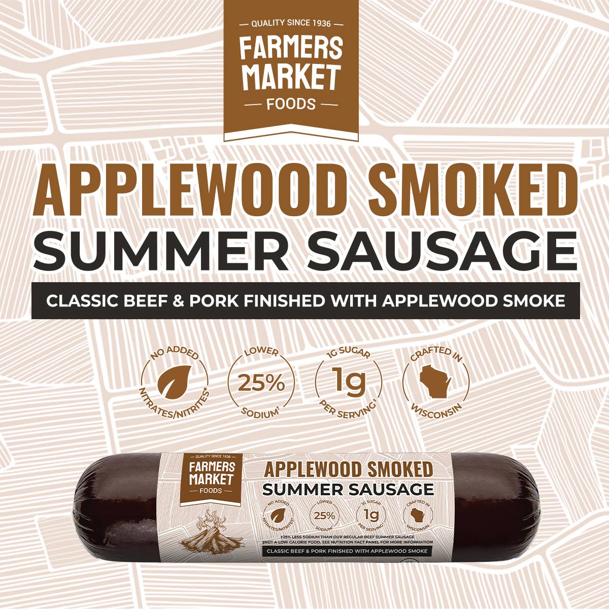 No Nitrate -  Applewood Smoked Summer Sausage 5oz