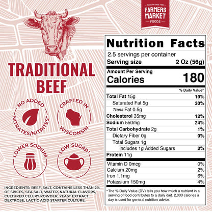 No Nitrate-  Traditional Beef Summer Sausage 5oz