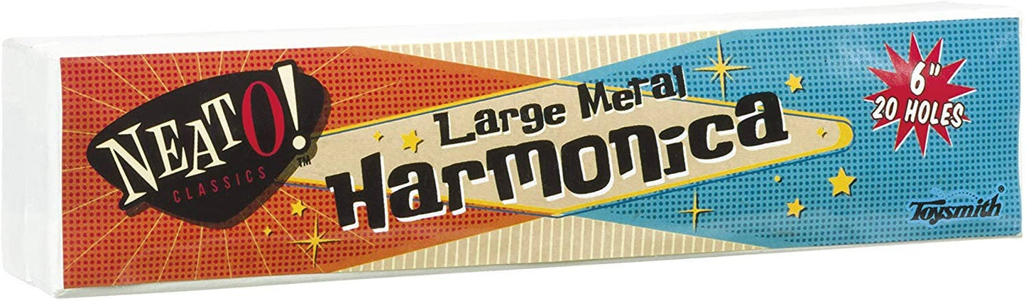 Neato! Large 6" Metal Harmonica with Case