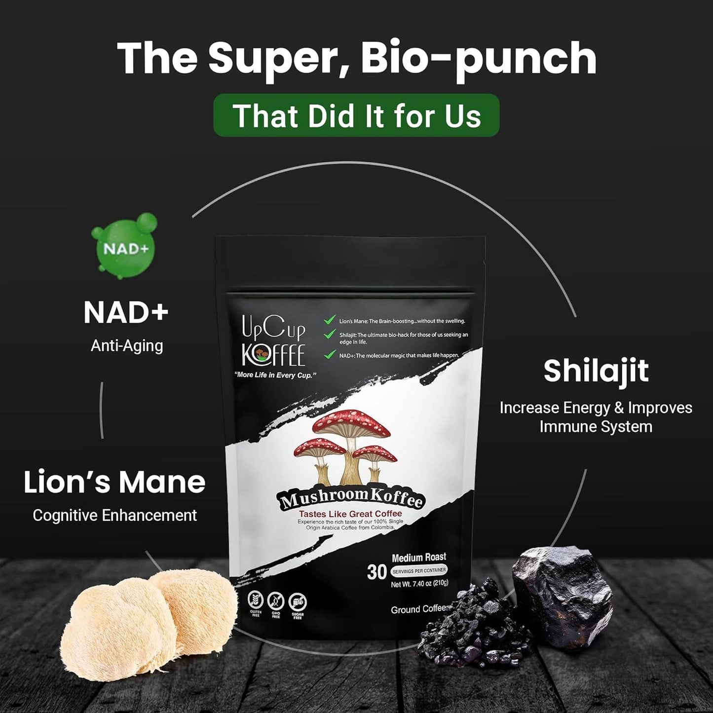 UpCup Koffee Functional Ground Mushroom Coffee